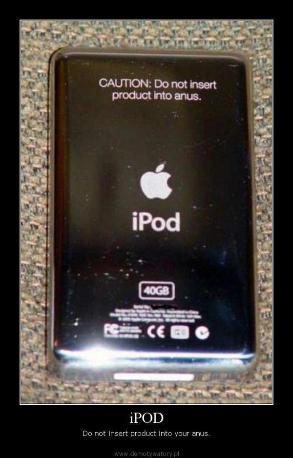 iPOD – Do not insert product into your anus.  