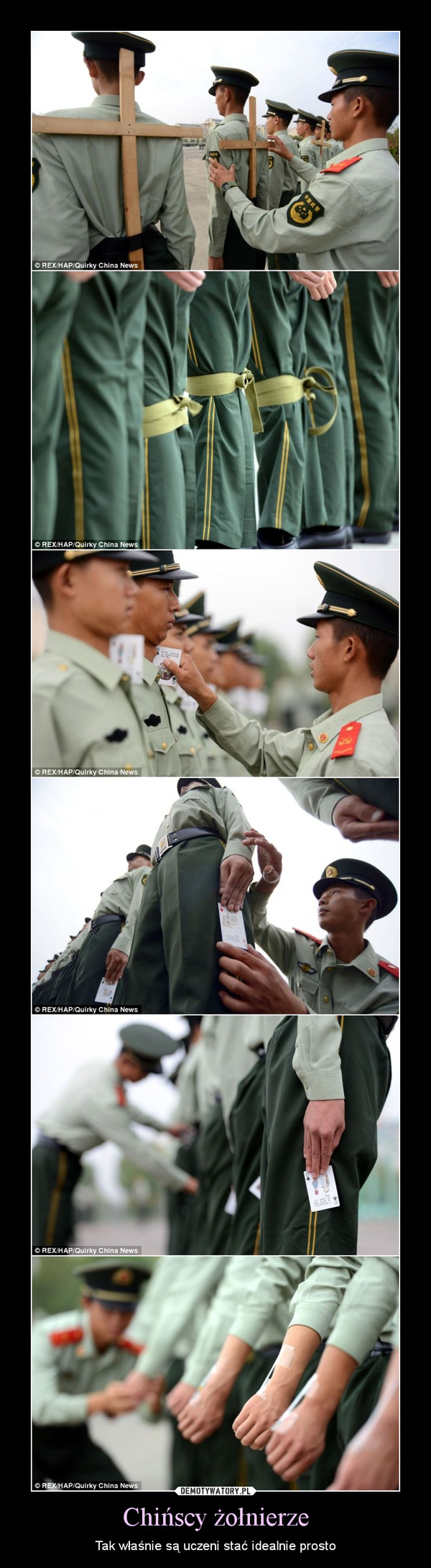 Chińscy żołnierze – Tak właśnie są uczeni stać idealnie prosto 