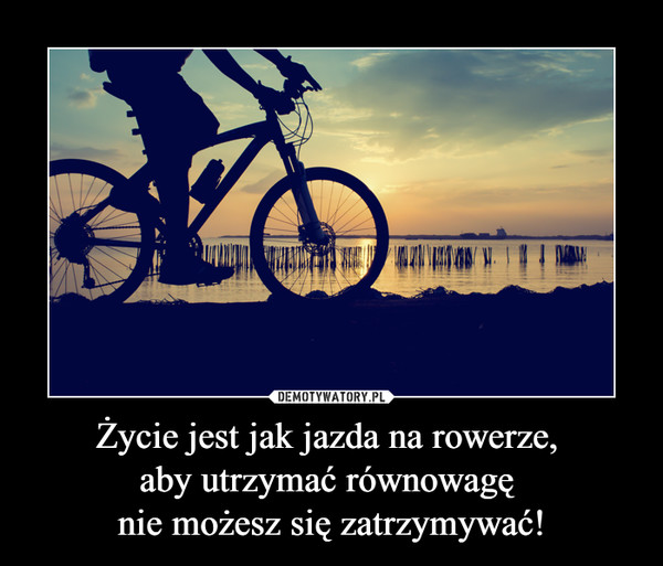 Życie jest jak jazda na rowerze, aby utrzymać równowagę nie możesz się zatrzymywać! –  
