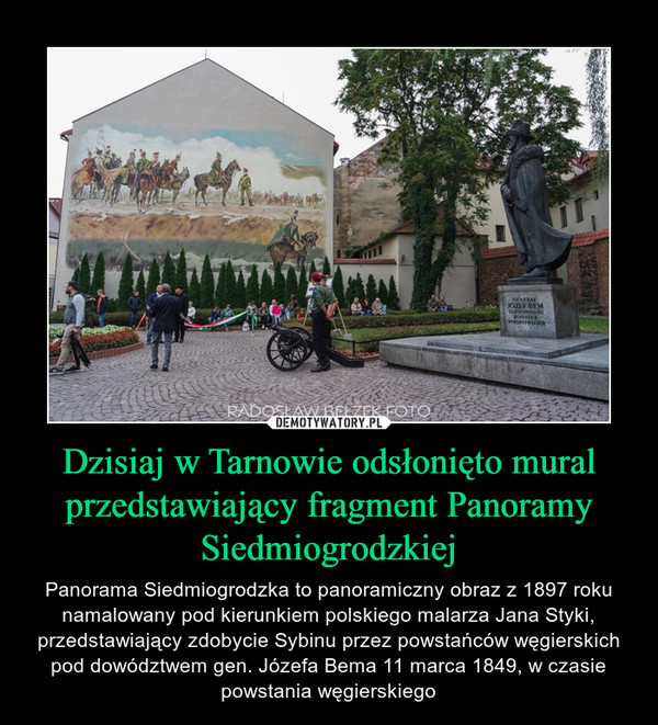 Dzisiaj w Tarnowie odsłonięto mural przedstawiający fragment Panoramy Siedmiogrodzkiej