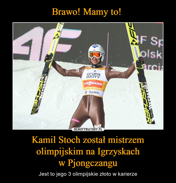 Kamil Stoch został mistrzem olimpijskim na Igrzyskachw Pjongczangu – Jest to jego 3 olimpijskie złoto w karierze 