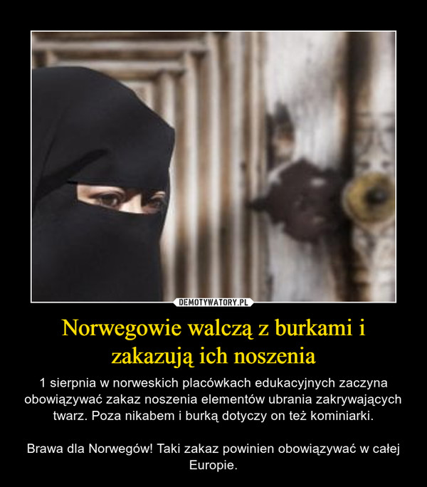 Norwegowie walczą z burkami i zakazują ich noszenia