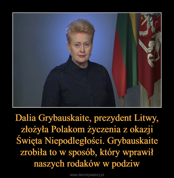 Dalia Grybauskaite, prezydent Litwy, złożyła Polakom życzenia z okazji Święta Niepodległości. Grybauskaite zrobiła to w sposób, który wprawił naszych rodaków w podziw –  
