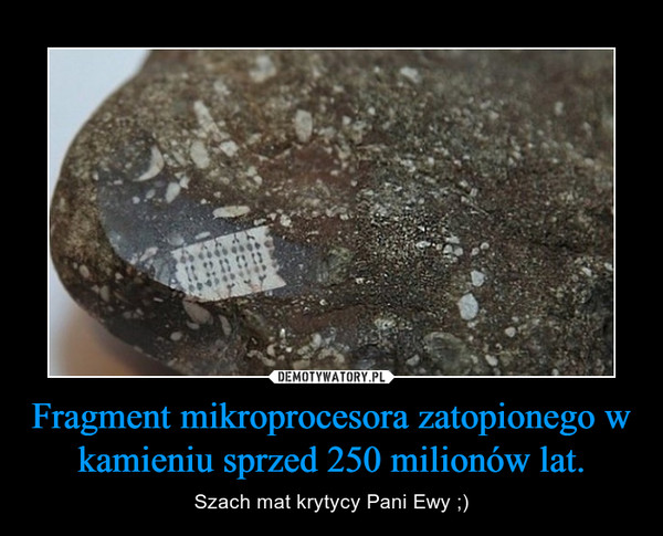 Fragment mikroprocesora zatopionego w kamieniu sprzed 250 milionów lat. – Szach mat krytycy Pani Ewy ;) 