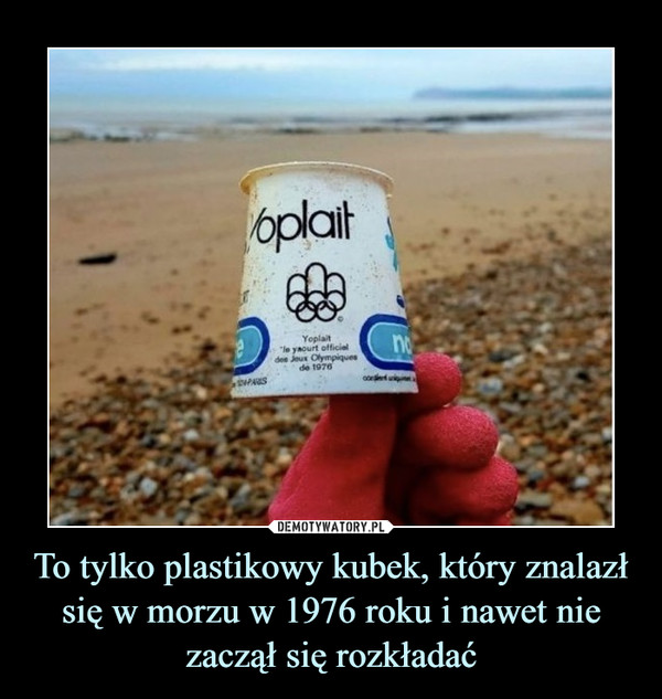 To tylko plastikowy kubek, który znalazł się w morzu w 1976 roku i nawet nie zaczął się rozkładać –  