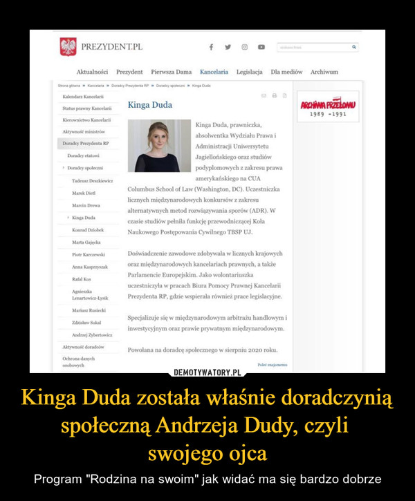 Kinga Duda została właśnie doradczynią społeczną Andrzeja Dudy, czyli swojego ojca – Program "Rodzina na swoim" jak widać ma się bardzo dobrze 