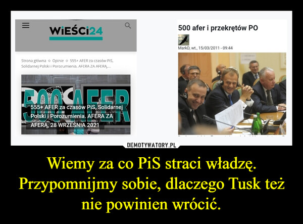 Wiemy za co PiS straci władzę. Przypomnijmy sobie, dlaczego Tusk też nie powinien wrócić. –  