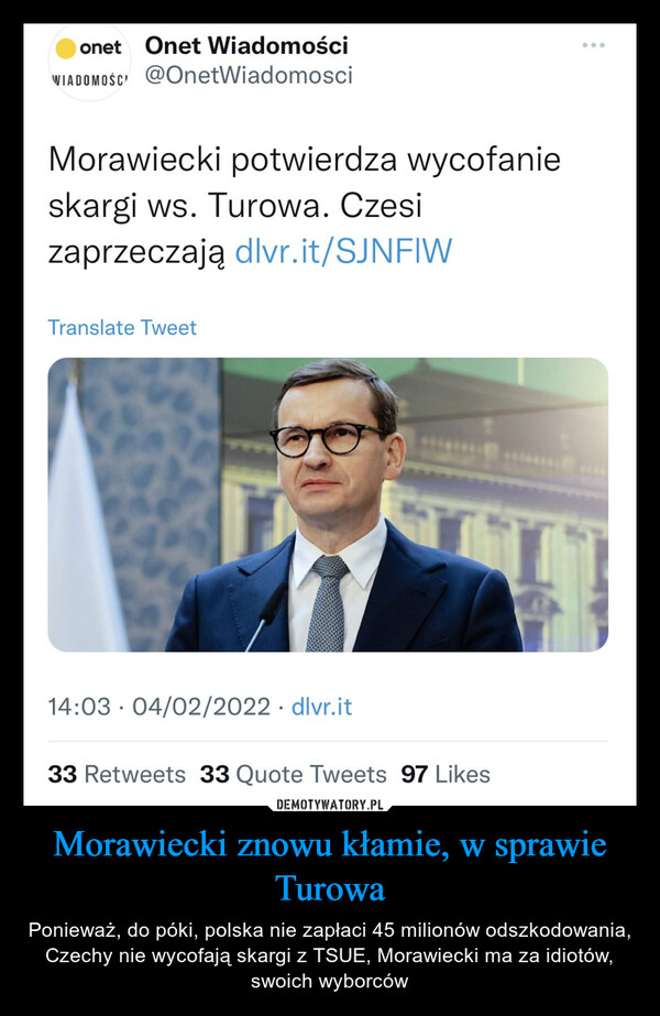 Morawiecki znowu kłamie, w sprawie Turowa