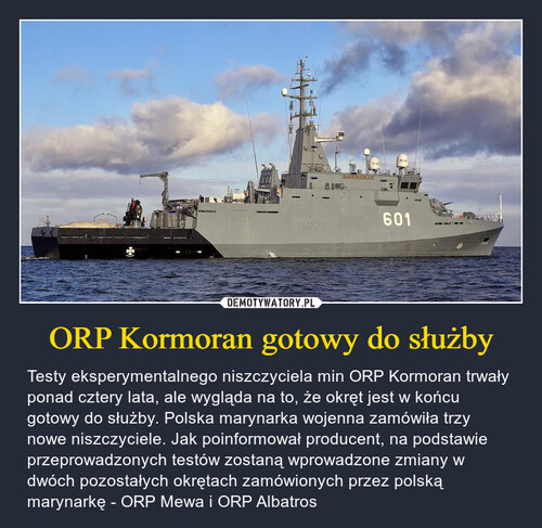 ORP Kormoran gotowy do służby