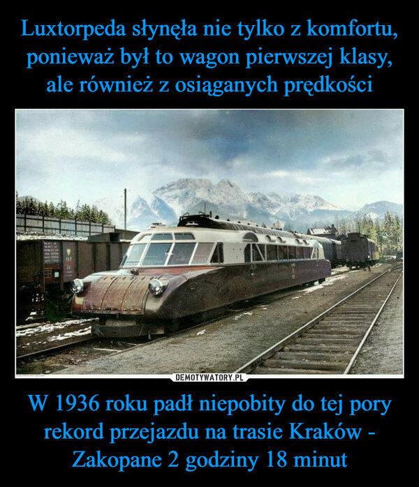 W 1936 roku padł niepobity do tej pory rekord przejazdu na trasie Kraków - Zakopane 2 godziny 18 minut –  