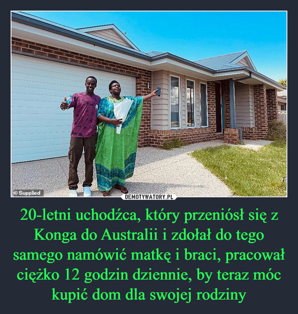 20-letni uchodźca, który przeniósł się z Konga do Australii i zdołał do tego samego namówić matkę i braci, pracował ciężko 12 godzin dziennie, by teraz móc kupić dom dla swojej rodziny