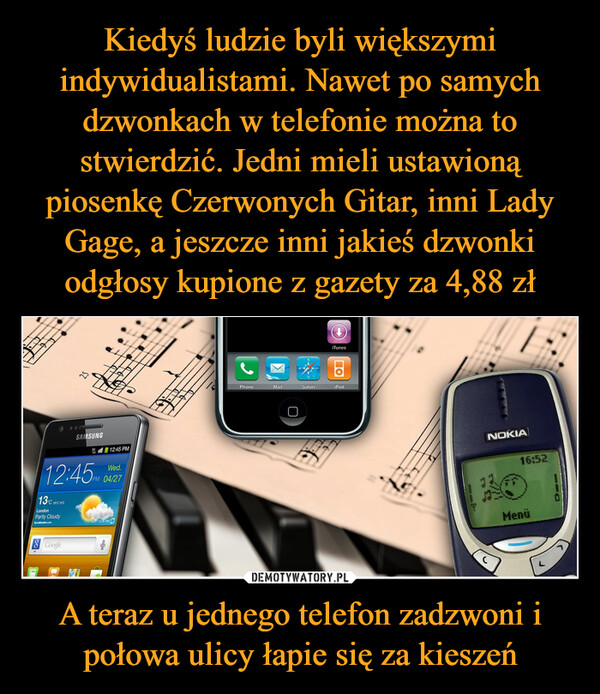 A teraz u jednego telefon zadzwoni i połowa ulicy łapie się za kieszeń –  13°C 180190LondonPartly CloudyAccuWeather.com2512:458 Google.. mSAMSUNG12:45 PMWed.PM 04/27Bed 7245 PM CPhoneMailwwwwwwwSafariiTunesПОiPodANOKIAC16:52Menü