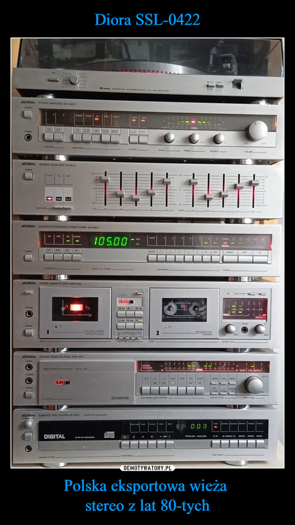 Polska eksportowa wieża stereo z lat 80-tych –  ASENTS STERED EQUALIZER FEDE|-|-|-SCHRO QUARTZ SYNTHER STEREO TUNER AAND CASSETTE DECK MOBheeTO CASSETTE DECK MS440W COMPACT DC PLAYER CODIGITALANLIFF IFFFL105.00-=Cocawea100008wwwMELHTEAITO