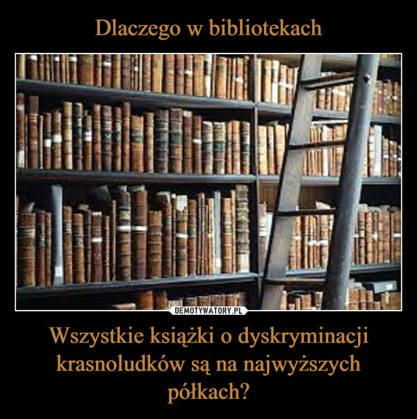 Dlaczego w bibliotekach Wszystkie książki o dyskryminacji krasnoludków są na najwyższych półkach?