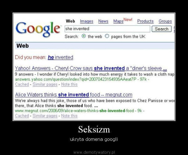Seksizm – ukryta domena googli  